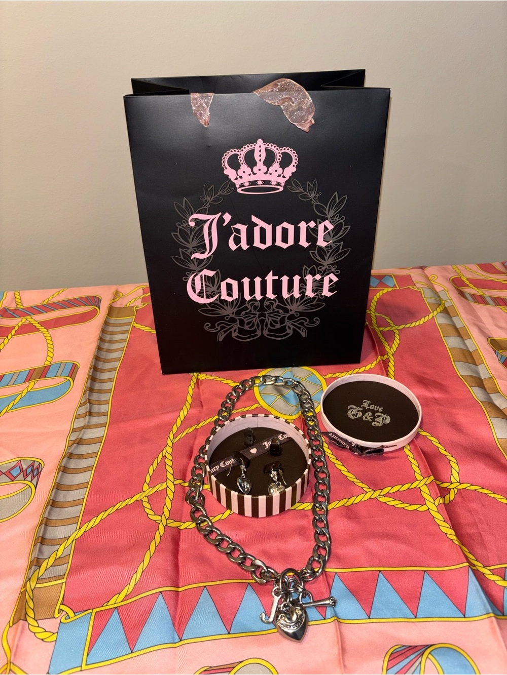 Juicy Couture Silver Necklace and Earrings Bundle, Preowned